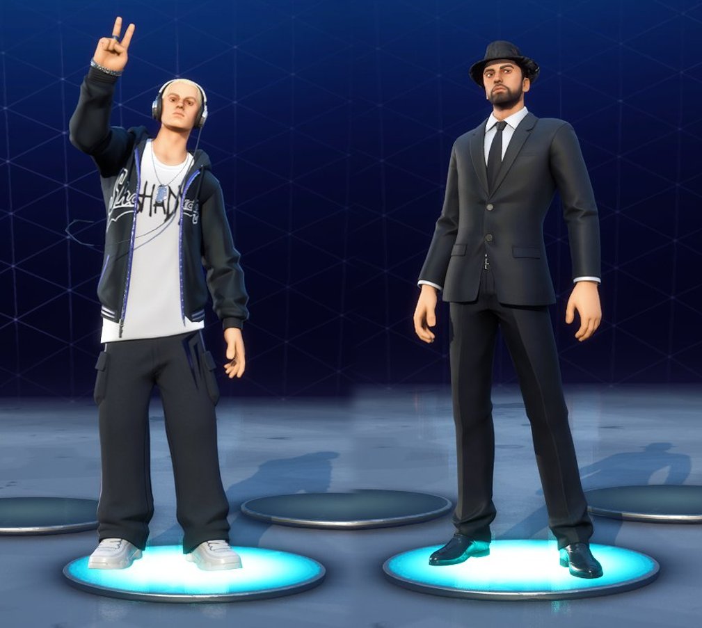 iannzits's tweet photo. Só para esclarecer, o Eminem está recebendo 2 Trajes no Fortnite, e ambos terão estilos.

- Slim Shady (na esquerda)
- Marshall Never More (na direita)

📷 @DrCacahuette #FortniteOG https://t.co/myQbLsdcxg