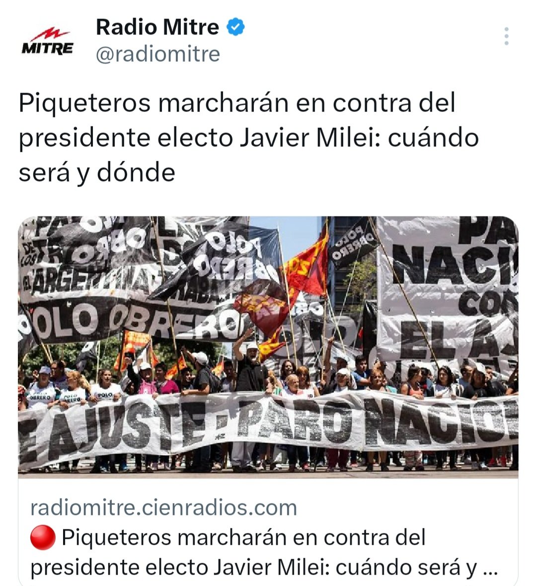 javierlanari's tweet photo. Vuelven los piqueteros. Estaban guardados. Ahora salen a la calle a defender sus privilegios. Y a protestar contra un Presidente que aún no asumió. https://t.co/70O8Ze8JGo