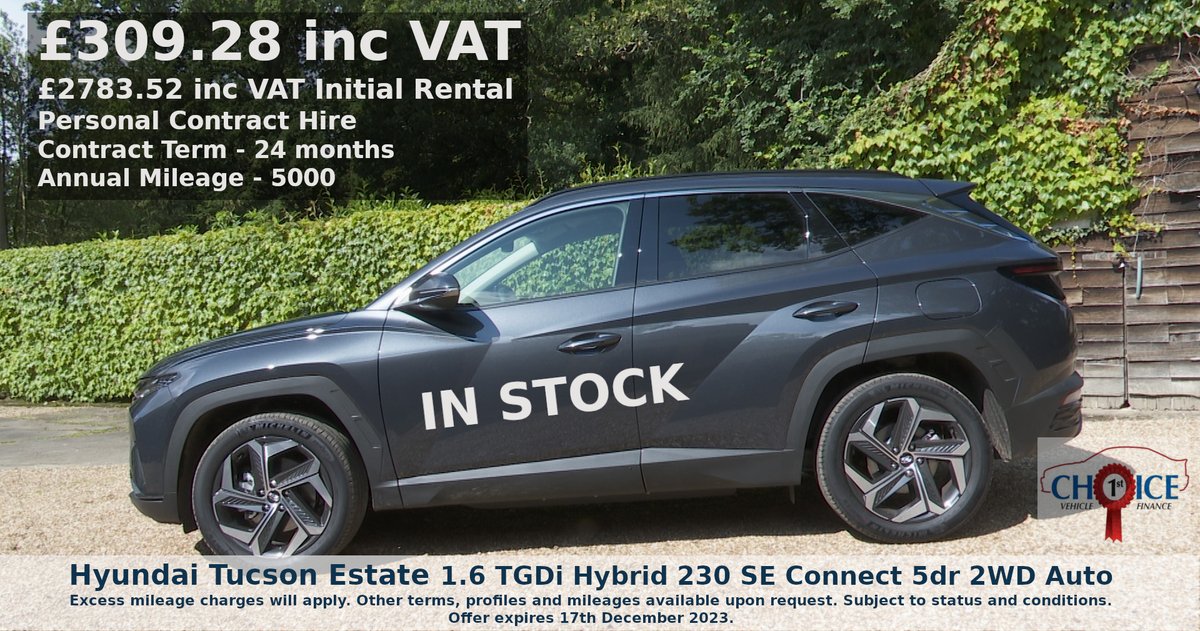 Vehicle_Leasing's tweet photo. Hyundai Tucson Hybrid Leasing Deal–IN STOCK

£309.28 inc VAT, £2783.52 inc VAT initial rental
 
Based on personal contract hire, term–24 mths, annual mileage–5000, profile–9+23
 
https://t.co/h8OhRERI7p

#Hyundai #Hyundaitucson #Hyundaitucsonhybrid #Vehicleleasing #Contracthire https://t.co/OSEFn5Wcgz