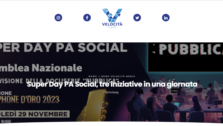 Tre iniziative in una sola giornata: tra esse, la prima di "Pubblica", docuserie sulla comunicazione e informazione pubblica #digitale, e la premiazione dello Smartphone d'Oro.
Mercoledì 29 novembre, dalle 9, a Binario F 
velocitamedia.it/super-day-pa-s…
#pasocial