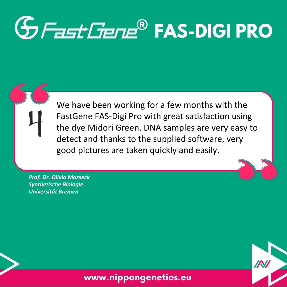 NipponGenEU's tweet image. Discover our customers' voices using our FastGene® FAS-DIGI PRO.
Convinced? Request a demo: nippongenetics.eu/en/product-inq…
See it to believe it!

#BlueGreenLED #geldocumentationsystem #DNA #RNA #fluorescentdyes #labequipment #FastGene