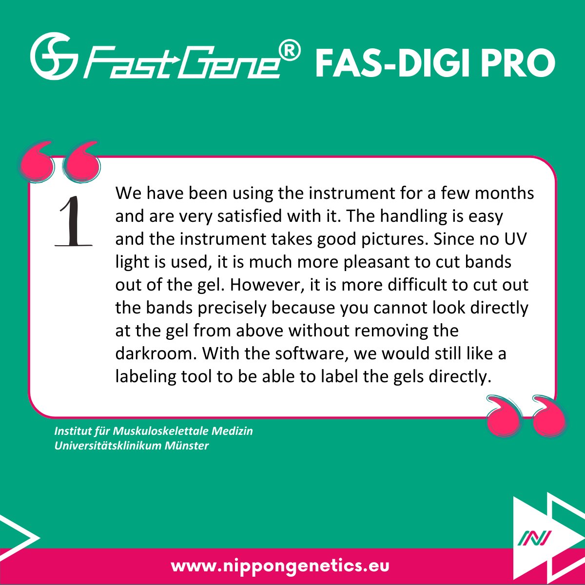 NipponGenEU's tweet image. Discover our customers' voices using our FastGene® FAS-DIGI PRO.
Convinced? Request a demo: nippongenetics.eu/en/product-inq…
See it to believe it!

#BlueGreenLED #geldocumentationsystem #DNA #RNA #fluorescentdyes #labequipment #FastGene