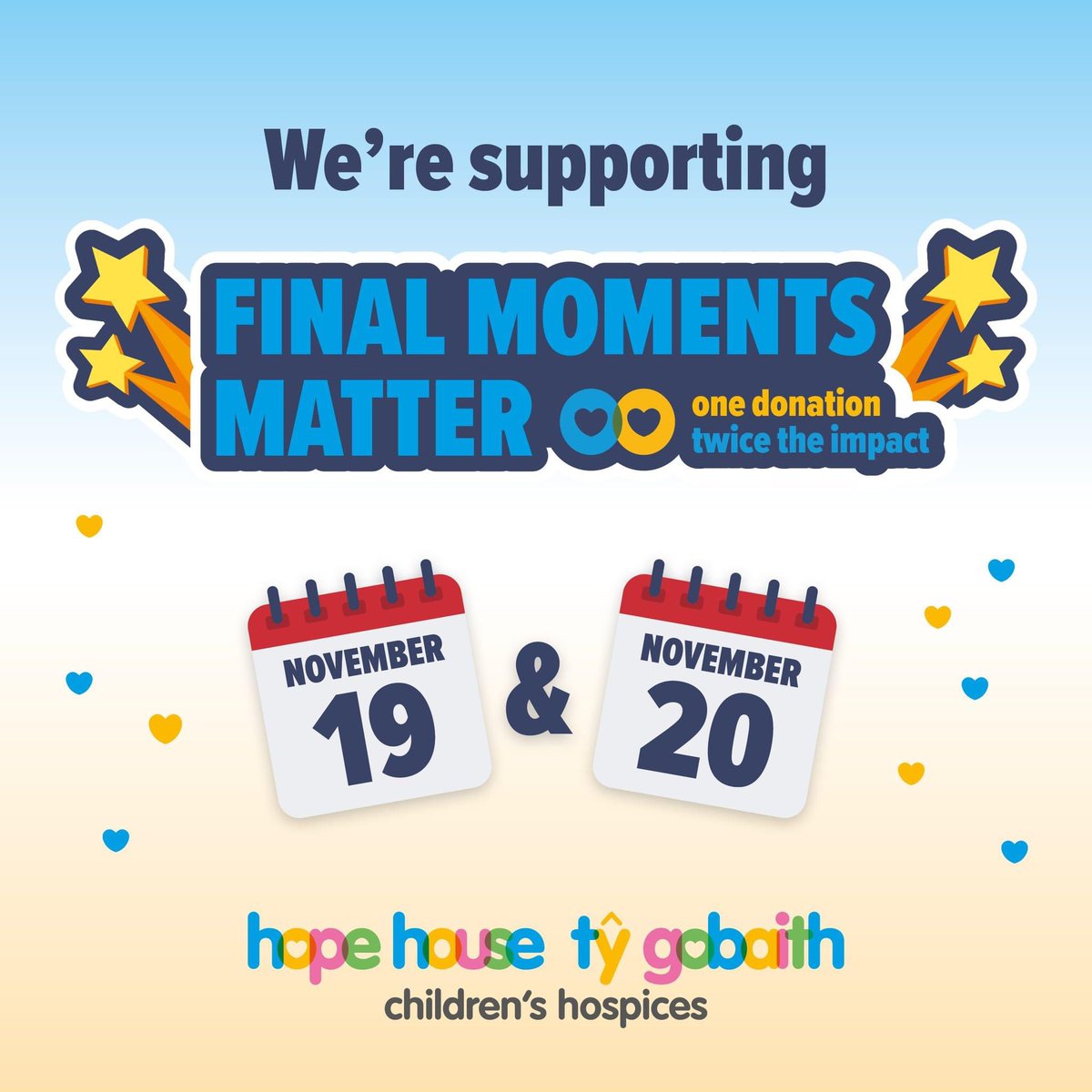 DIOLCH YN FAWR!! 🤩🤩🤩THANK YOU VERY MUCH!!Together, we have raised £3,586 in 36 hours to support Hope House’s Final Moments Matter campaign. Thank you for all donations #finalmomentsmatter
