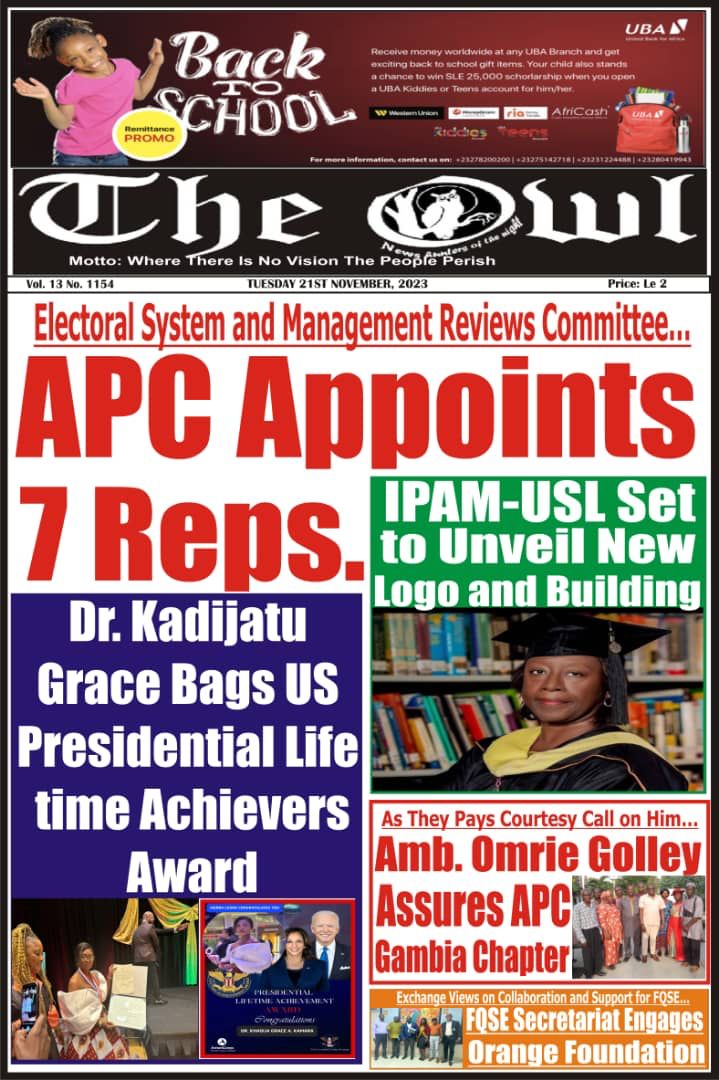 Catch today's news with the Owl Newspaper - Tuesday Edition. 
Stay connected for more top stories making the headlines. 
Owlpress-sl.com