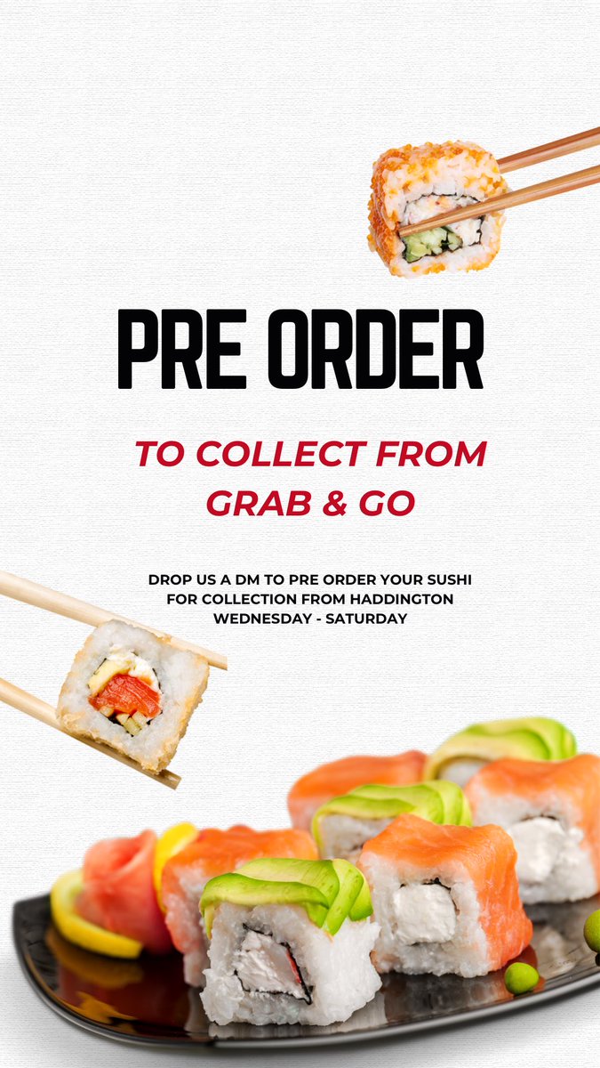 You can now pre-order to collect from our #haddington grab &amp; go 🍣

Drop us an email on info@minato-sushi.co.uk with your order the day before and we will have it ready to collect for you!

#sushi #minatosushi #preorder #eastlothian