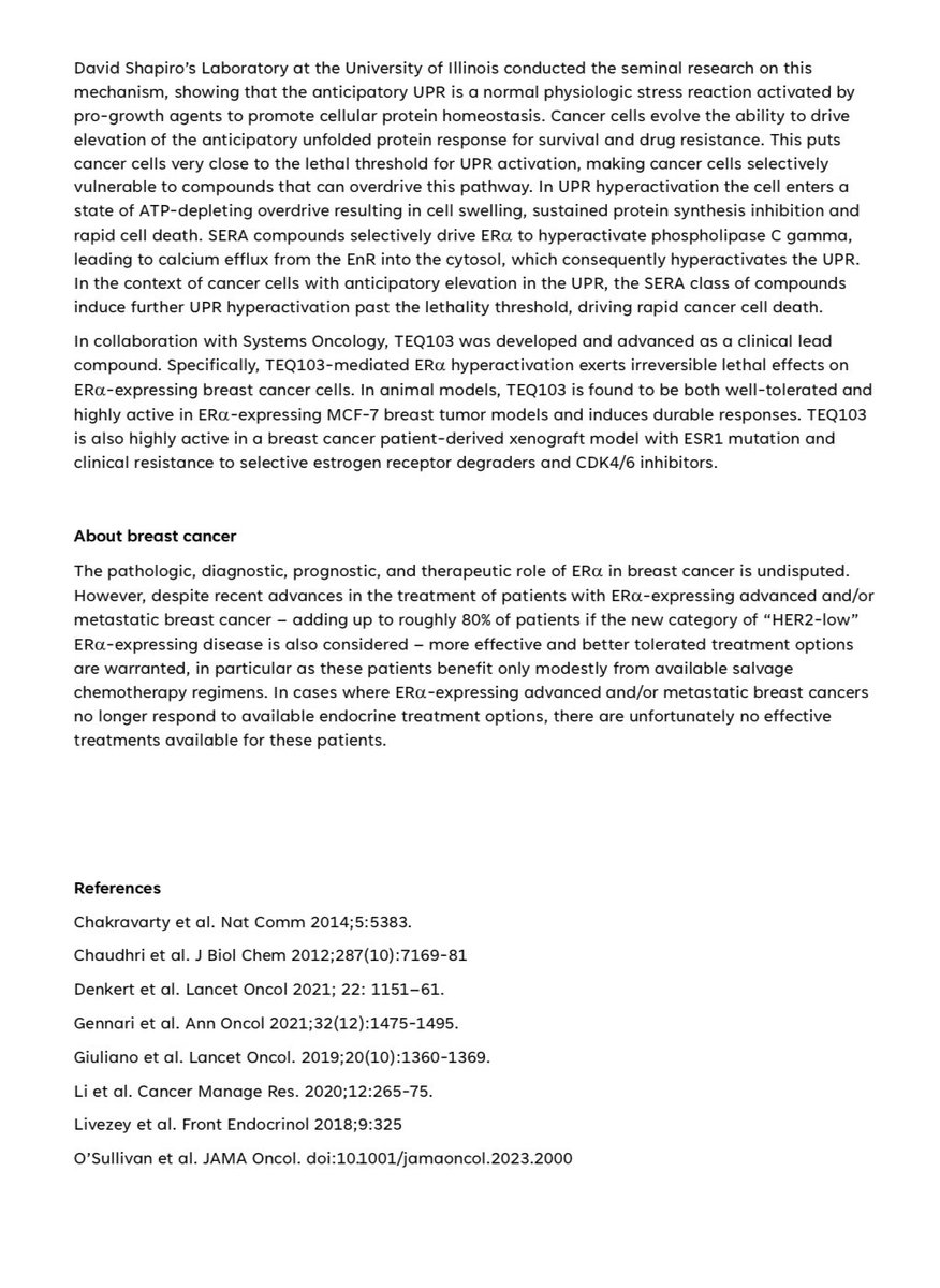 rushmorealum's tweet photo. The #ErSO has landed!

#ErSO is now #TEQ103. 

#Oncoteq and its parent company #Cureteq are now developing #TEQ103 with the goal of a trial in 2025. 

Oncoteq is a cool Swiss company that uses AI to accelerate development. I’m sounding greedy but hopefully things move along faster than first thought or there’s compassionate use when needed. 
In any case, good news today!

see attached press release: