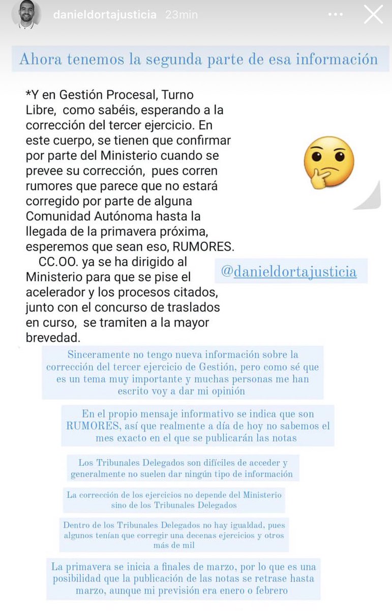LauJstc's tweet photo. Que asco de oposiciones y que asco de ministerio. 
Me da ansiedad leer esto. HICIMOS EL EXAMEN EN MAYO DE 2023.
No es justo, joder.
Y luego quieren venderme que no hay que tener tanta negatividad en estas oposiciones.
Estoy hasta el mismísimo.
INCOMPETENTES @justiciagob https://t.co/DTCrfkTlGx