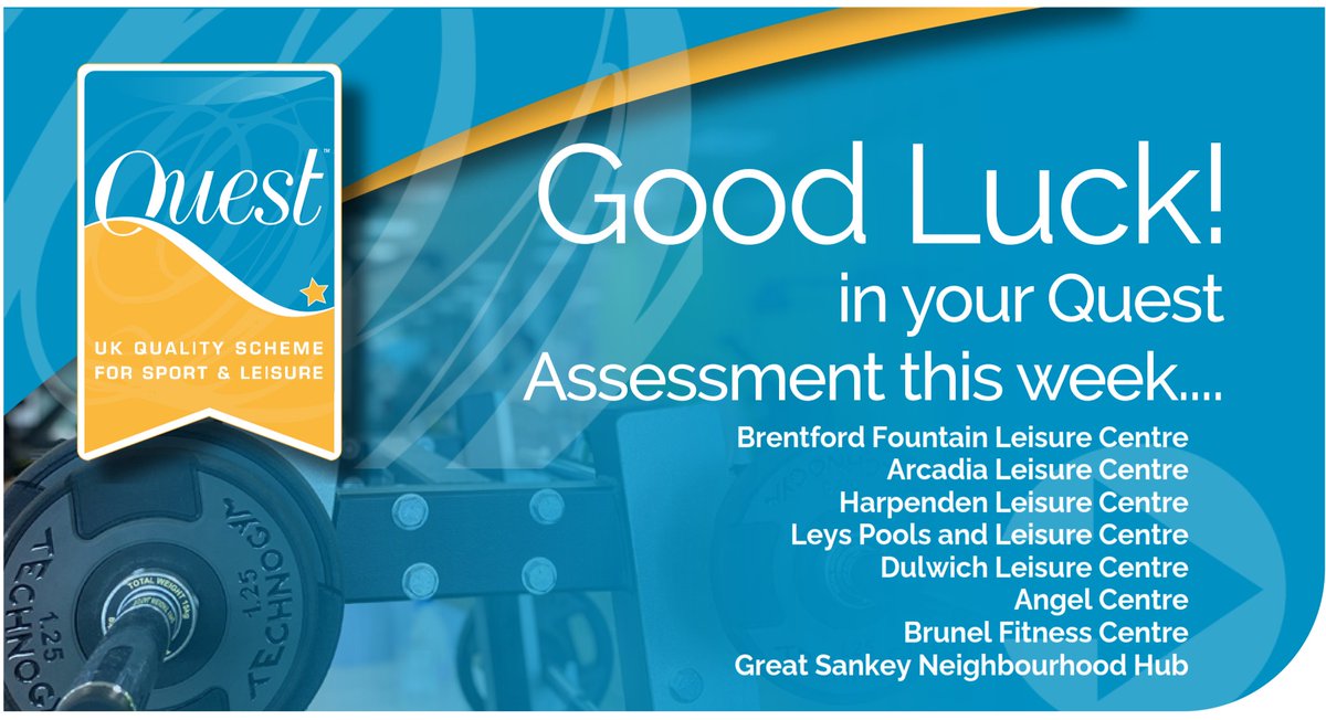 QuestInLeisure's tweet image. Good luck, Lampton Leisure, Fusion Lifestyle, Southwark Leisure, Tonbridge and Malling Leisure Trust, Almsport, LiveWire Warrington,  GLL and Everyone Active in your Quest assessments this week! We hope they go well 😀

#Quest #RightDirections #qualitysupportinsafehands