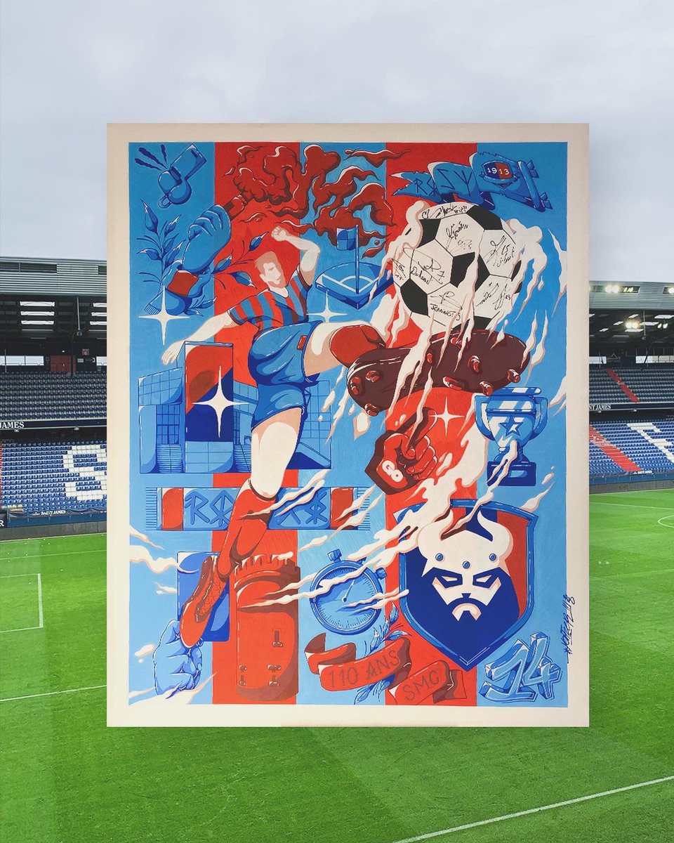 yohzer's tweet photo. Retour sur le live painting a l’occasion des 110 ans de @SMCaen avec @hello_gustave https://t.co/1PzTTZca6j