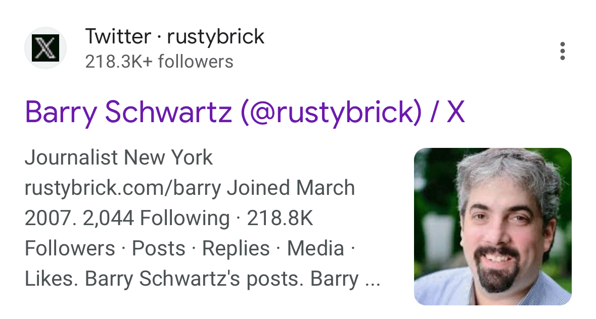 rustybrick's tweet photo. The follower count feature in  Google Search results seem to be now fully live https://t.co/FZoDIpYNU9 https://t.co/ZeJsUSUpr2