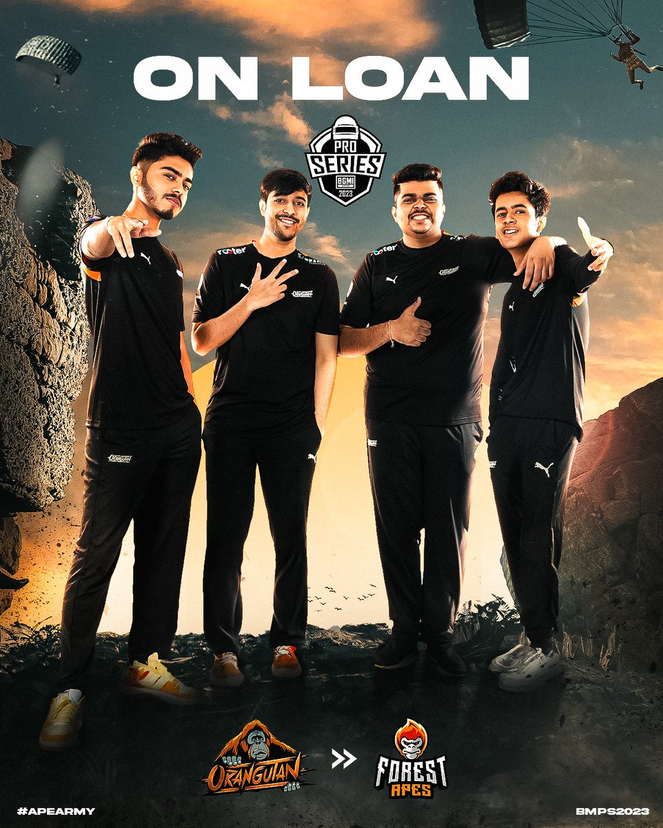 orangutan_gg's tweet photo. Dropping our BGMI aces on loan to @forestapes_gg for an epic showdown in the Battlegrounds Mobile Pro Series 2023! 🦧🧡
On Loan:
@Akop_Bgmi
@Ash_bgmi
Wizzgod
@vedangchavan (Coach)
#Orangutan #BGMI #ForestApes #BMPS #Esports #Gaming #BGMINews https://t.co/BW2hMOK9fU