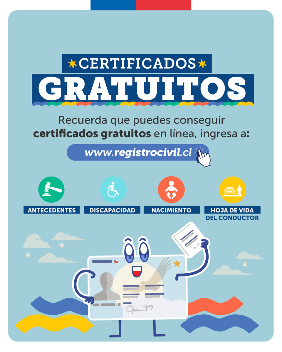 Buenos días. Recuerda que esde registrocivil.cl puedes obtener certificados gratuitos y pagados.