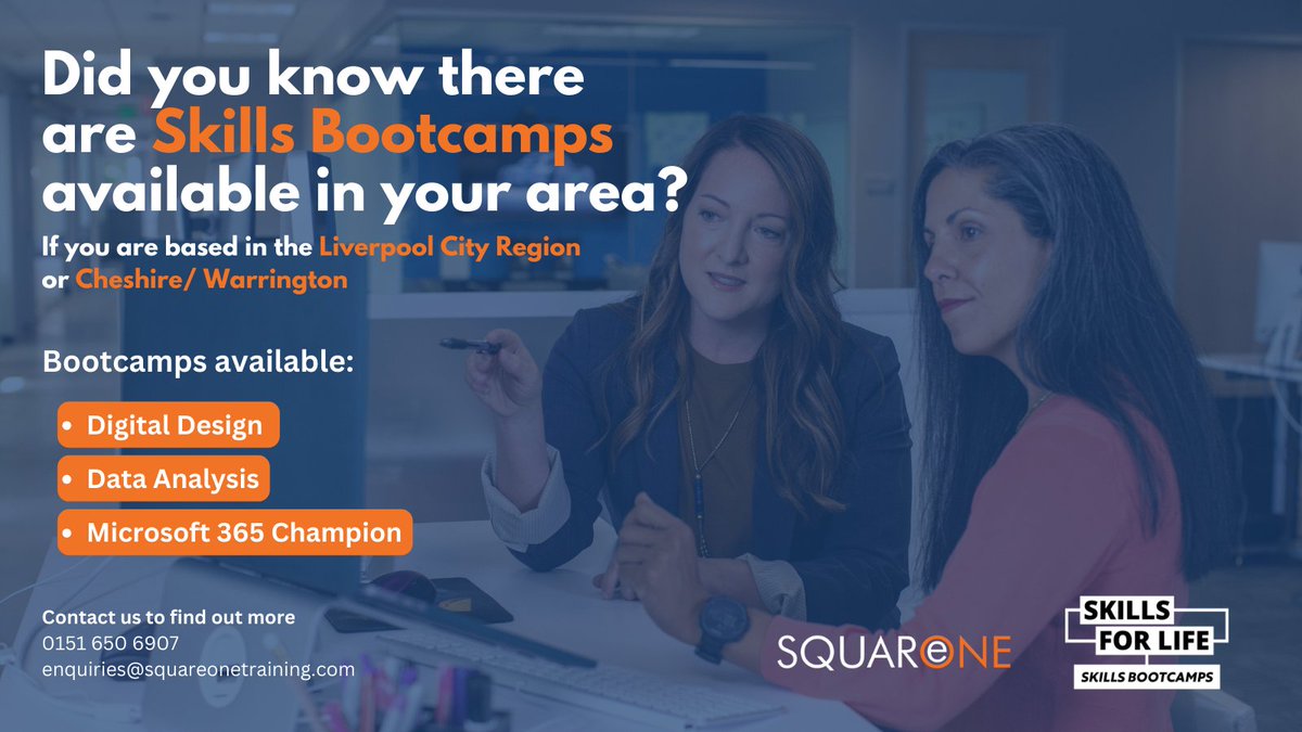 We have #SkillsBootcamps available for you!

Skills Bootcamps are transformative courses that help you increase your skills in a specific area and fast-track into a new job or get ahead with your current employer ✨

Contact us to find out more: enquiries@squareonetraining.com