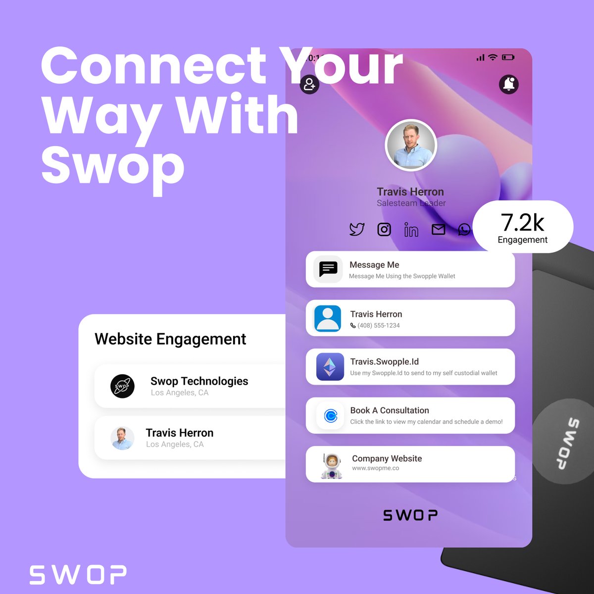 Maximize your connections with #Swop's microsite!🚀 

Dive into detailed analytics with our platform and watch your engagement soar. 

Get started now! 💜 

#NetworkingEvolved #EngagementAnalytics #SwopInnovation