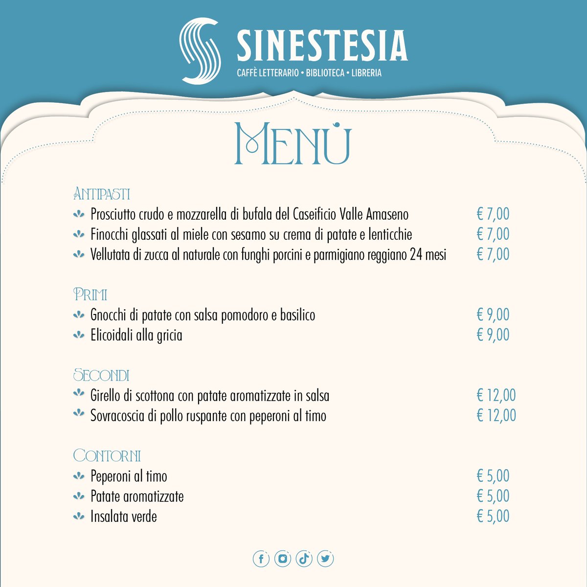 Menù del giorno. Vi aspettiamo!