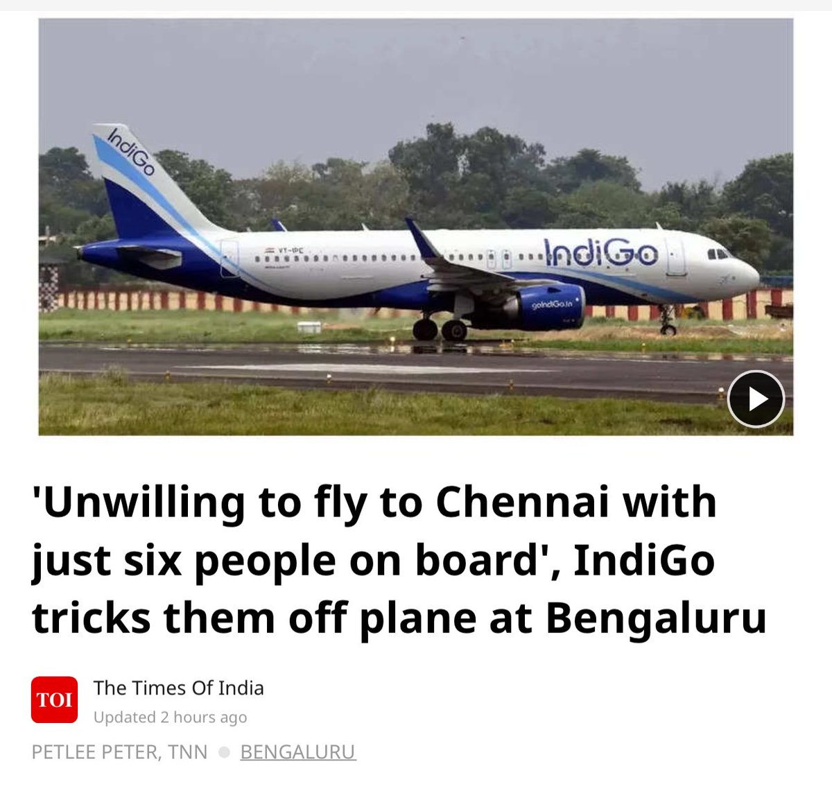 taposm's tweet photo. What a shame @IndiGo6E !! There was a time when business schools would use case studies featuring Indigo to demonstrate customer satisfaction &amp; operational efficiency. Then top people left, promoters started fighting for petty things and passengers got beaten up. And now this! https://t.co/yUT0XVTHy0