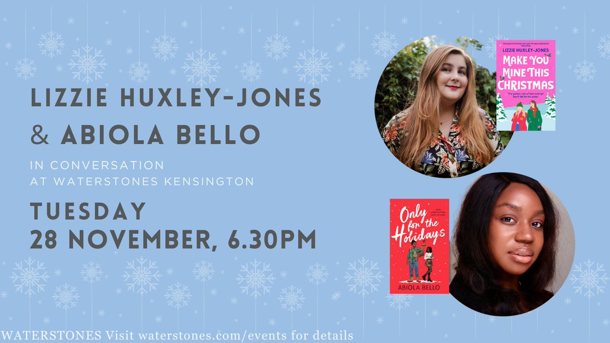 My last in person panel of the year! So excited to be talking about Christmas rom-com books with @littlehux ❄️❤ Waterstones Kensington 6.30pm on November 28th! Book a ticket via link in bio and we will be doing a signing afterwards #OnlyForTheHolidays #MakeYouMineThisChristmas