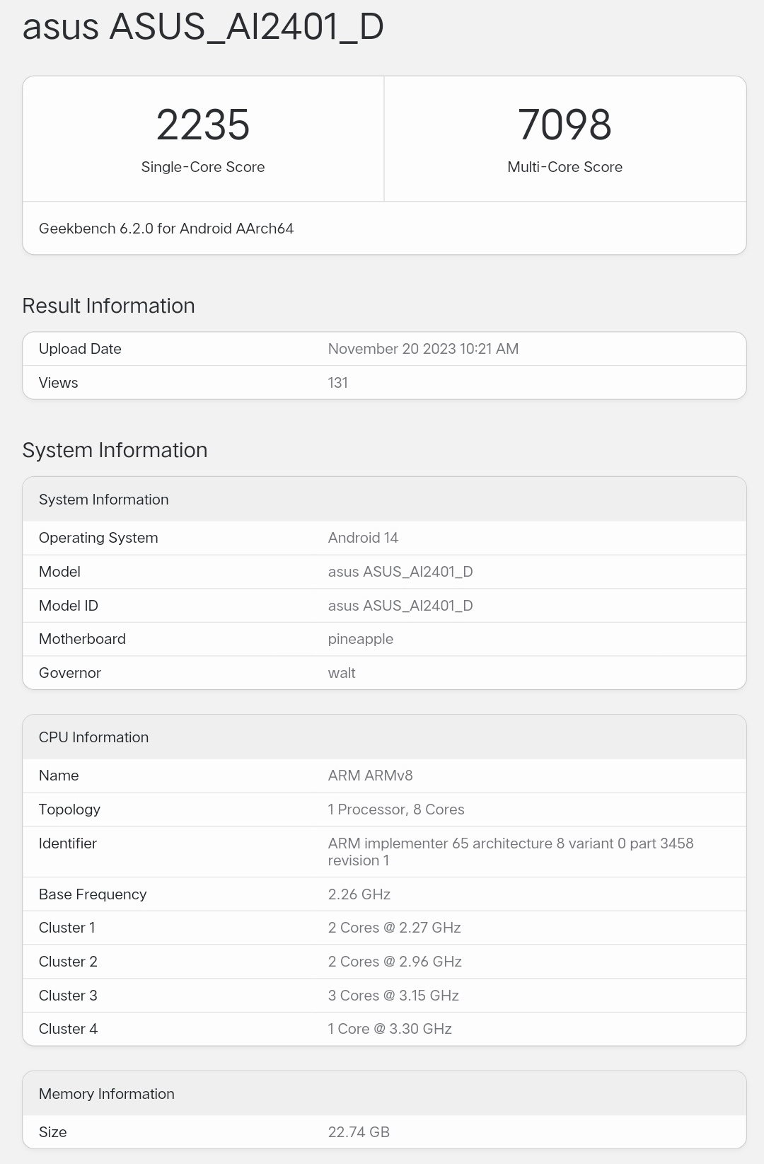 閃充規格曝光：最新跑分測試證實 Asus ROG Phone 8 Ultimate 僅配置標準版驍龍8 Gen3；頂級版將搭載24GB RAM！ 1