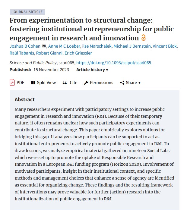 faraondemetal's tweet photo. Really glad to see this paper published in the Science and Public Policy journal. A really nice collaboration with an amazing team of authors in the #NewHoRRIzon project.
#RRI #institutionalchange #publicengagement

https://t.co/0RnfdaGxun https://t.co/6sjJLW9nep