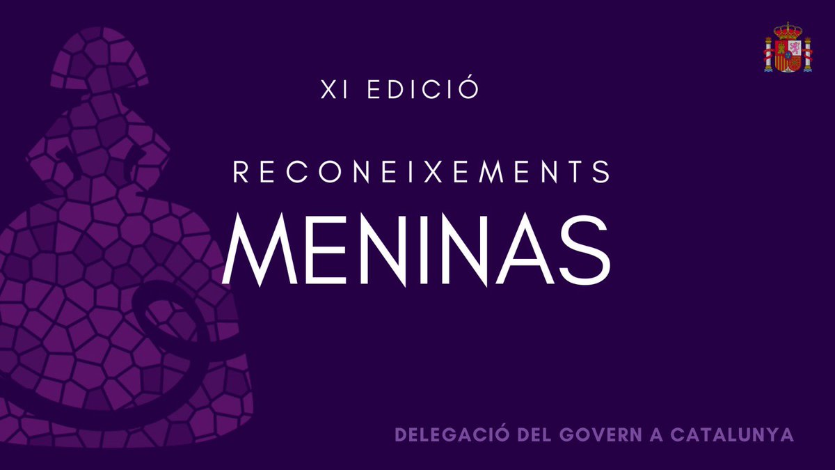 🟣 La <a href="/DeleGobCataluna/">Delegació del Govern a Catalunya</a> entregarà el proper 28 de novembre els reconeixements #Meninas2023 amb motiu del #25N. 

Destaquen la tasca de persones i d'organitzacions compromeses amb l’erradicació de la violència masclista.

A qui reconeixem en aquesta 11a edició? 👇🏼