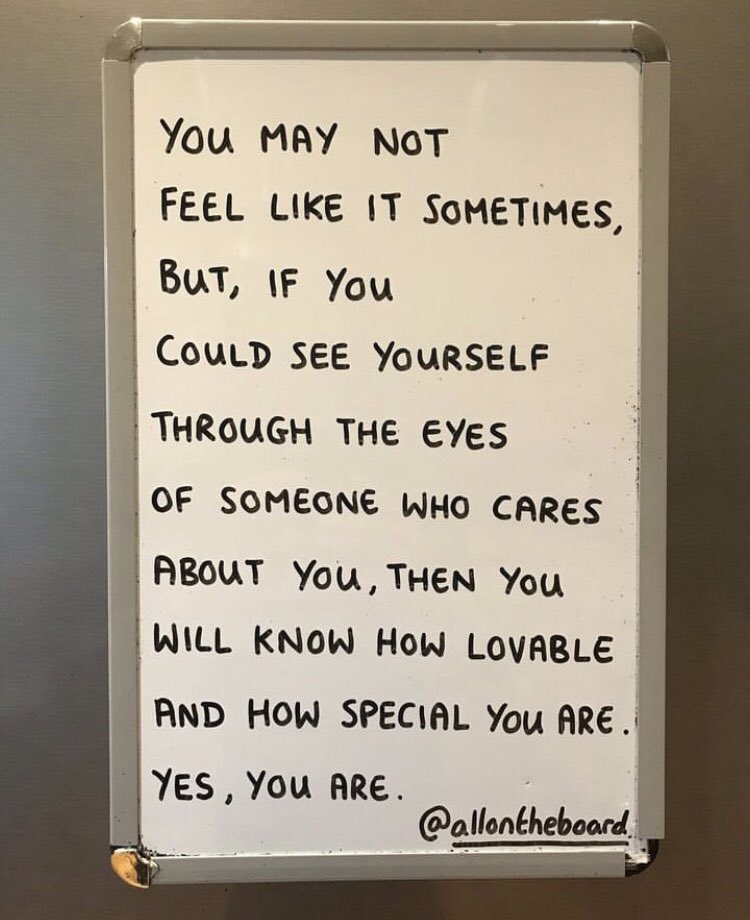 allontheboard's tweet photo. If you could see yourself through the eyes of someone who cares about you, then you will know how lovable and how special you are.
Yes, you are. https://t.co/devcSoMEsL