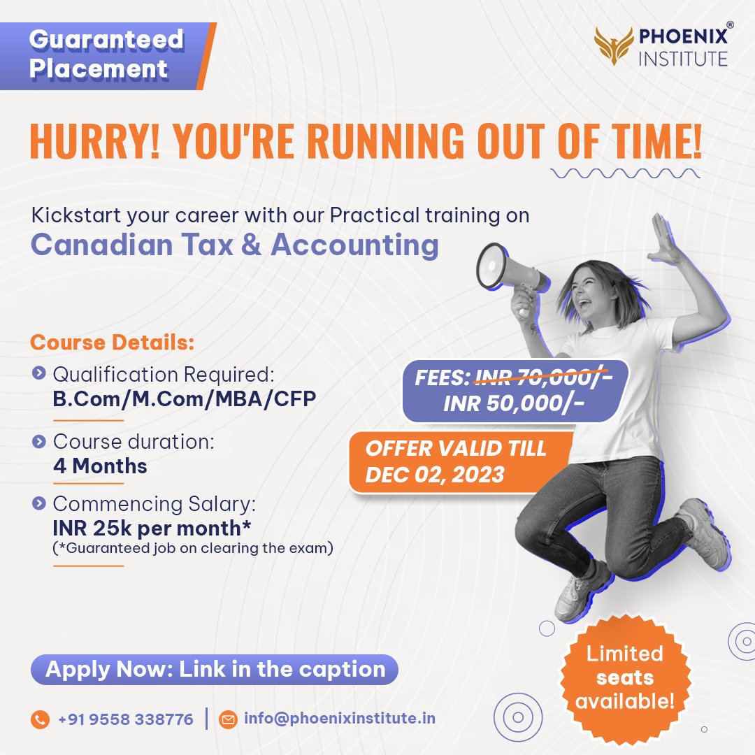 Want to Uplift your Career? Be a part of our Canadian Tax and Accounting Course Right away!
 
Link to Enroll: lnkd.in/d9SbkFj4
  
#Canadiancourses #newcourses #CanadianTax #CanadianAccounting #course #PhoenixInstitute