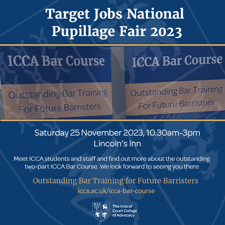 See you at the Target Jobs National #Pupillage Fair, Lincoln's Inn on Saturday 25 November 2023, 10.30am – 3.00pm. Register here: ow.ly/OgV650Q7U7z #ForFutureBarristers #student #lawstudent #barrister