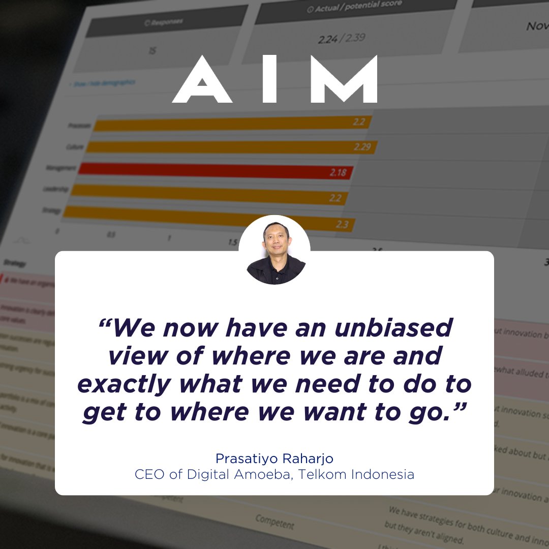 WeAreOutcome's tweet photo. 💬 “We completely removed the guesswork for our innovation system improvement roadmap by running the innovation audit. We now have an unbiased view of where we are and exactly what we need to do to get to where we want to go.”

@myprazt, @TelkomIndonesia

#AIM #InnovationMaturity https://t.co/ENDiI1lkzO