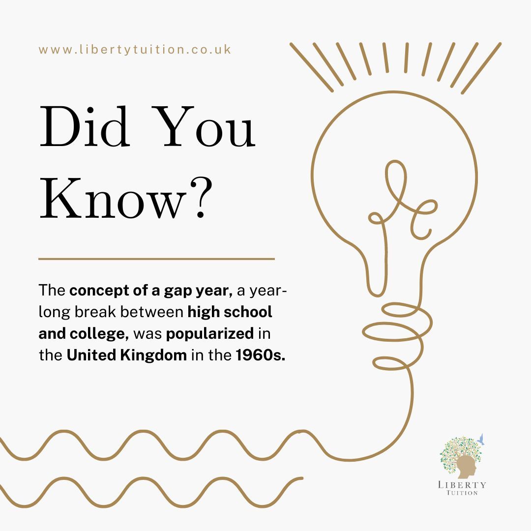 Unlocking the power of the 'gap year' journey! #Didyouknow that the concept of taking a year-long break between high school and college, known as a gap year, gained popularity in the 1960s in the UK?

#GapYearAdventures #PersonalGrowthJourney #GlobalTrend #LearningBeyondClassroom