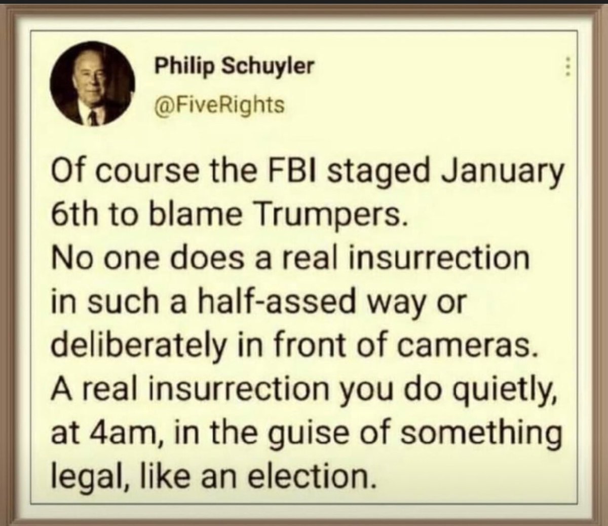 They needed the insurrection to cover up the stolen election. 

Who agrees?