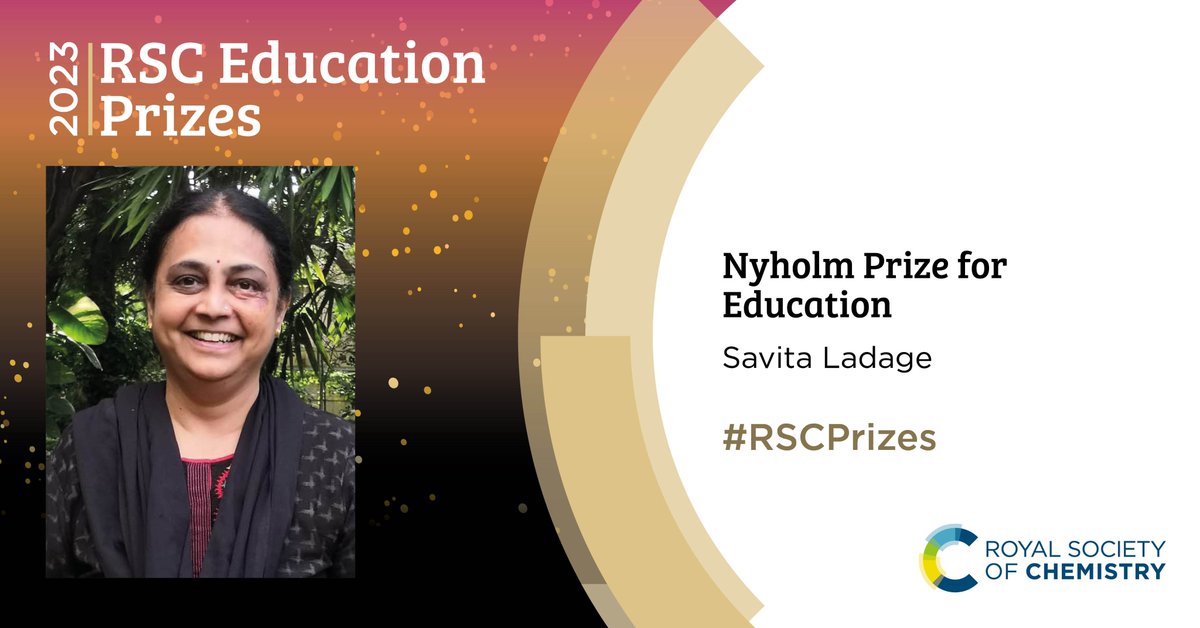 Congratulations Savita Ladage @HBCSE_TIFR who won the @RoySocChem Nyholm Prize for Education. Savita is awarded for advocating the importance of chemical education, through mentoring educators & initiating programs that promote chemistry education in India. #RSCIndia #RSCPrizes