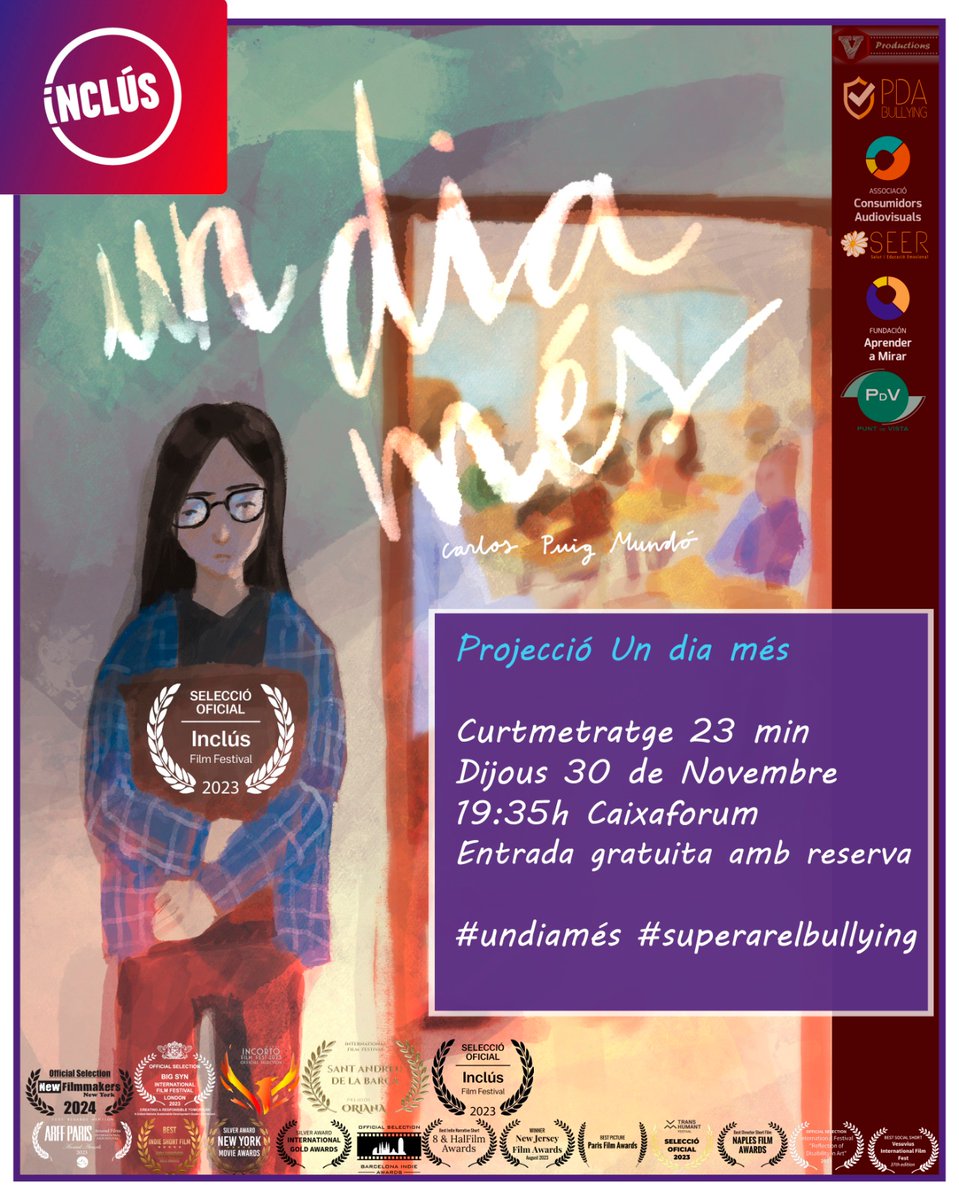 CEEuropa's tweet photo. 📹 Projecció del curt 'Un dia més' sobre #SuperarElBullying
🗓️ 30 de novembre, CaixaFòrum (19:35 h.)
✍️🏽 Entrada gratuïta amb reserva: https://t.co/hv0xgjaT56
🗓️ 6 de desembre (20 h.) al Cinema Texas (https://t.co/0YsSox86B2)
#futbolcat #ViladeGràcia #SagradaFamília #DiemNO https://t.co/MJq3tQ4rzb