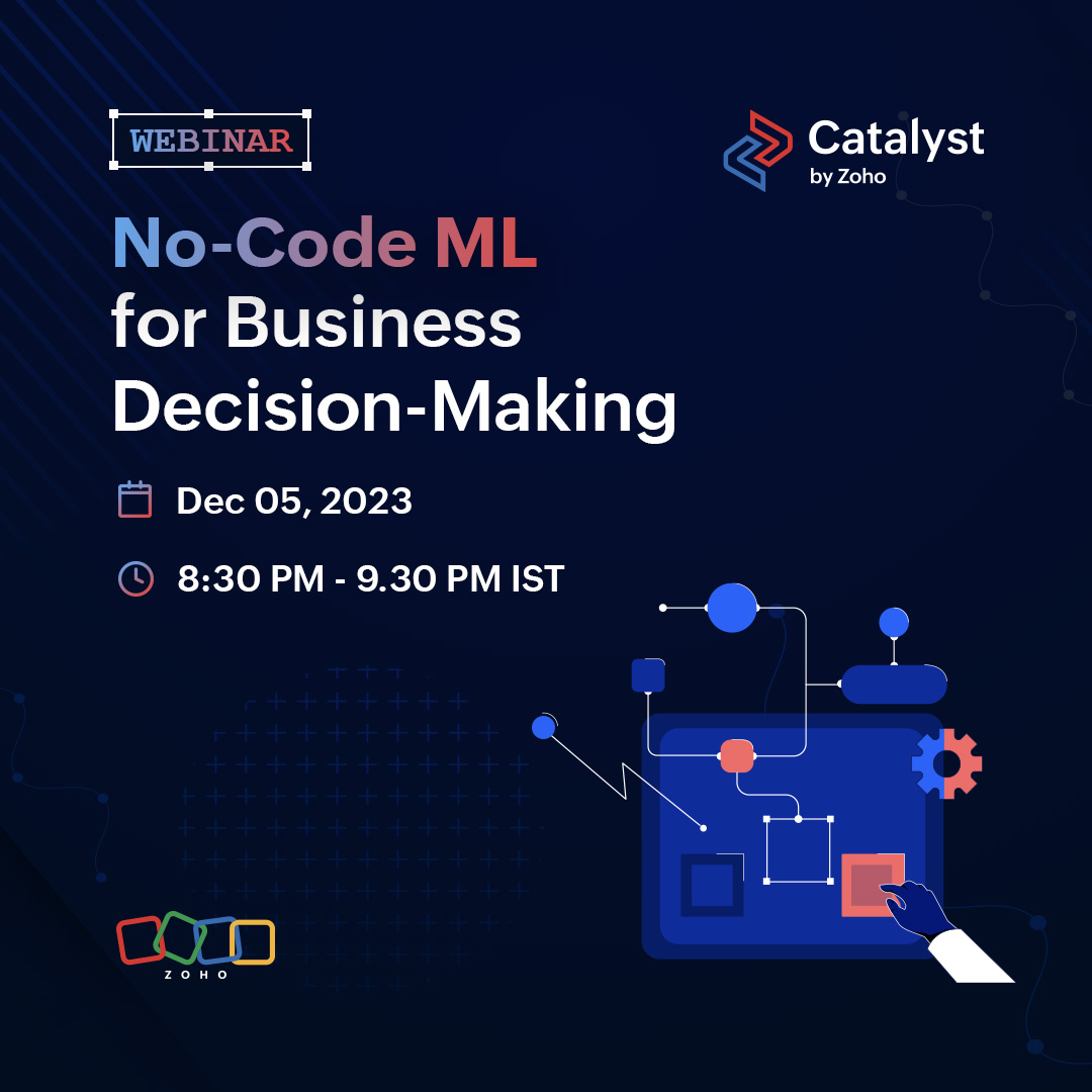 CatalystByZoho's tweet photo. ๐ฎ Explore the future of ML-powered decision-making with our "No Code ML for Business Decision Making" webinar ๐
Learn how the simple yet powerful #Catalyst QuickML can transform your business.
Register now: https://t.co/2w42JBpQoI
#NoCodeML #DataDriven #SimplestDevPlatform https://t.co/oyNpFHYlgJ