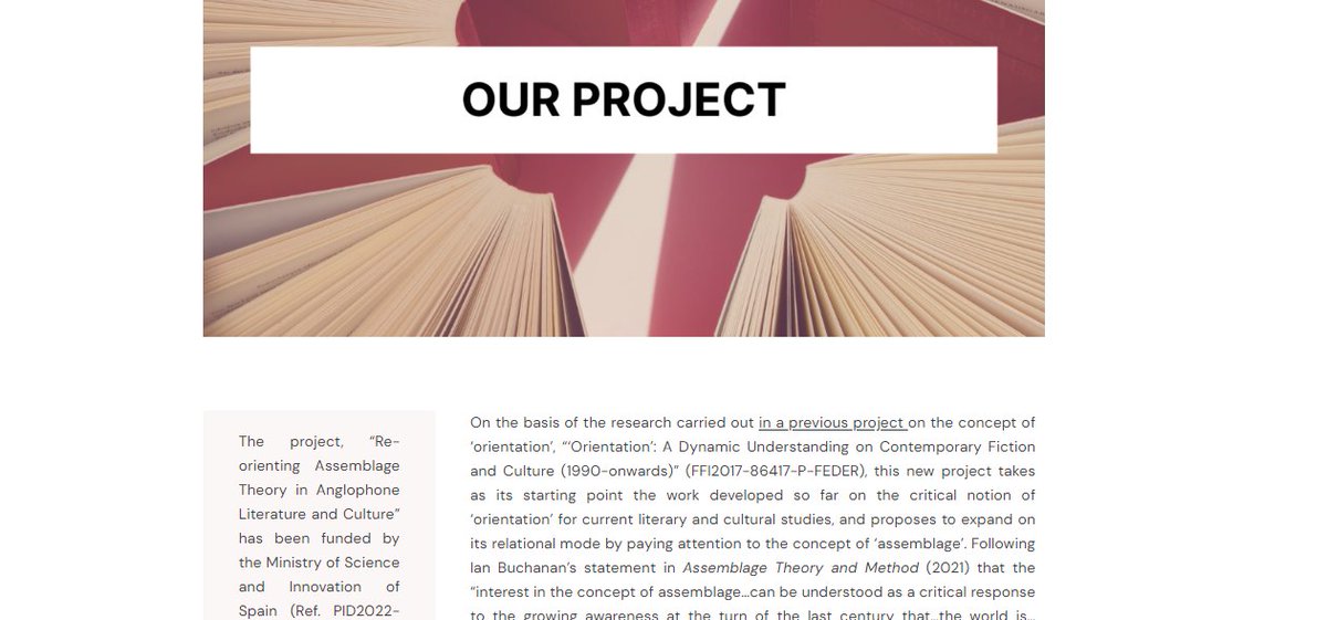 assemblagelit's tweet image. 📢We are thrilled to share the news of our new project, entitled “Re-orienting Assemblage Theory in Anglophone Literature and Culture”, funded by @CienciaGob, with Prof. @rosarioariasUMA as its PI. Check our new webpage for more information and updates: literaryassemblage.com