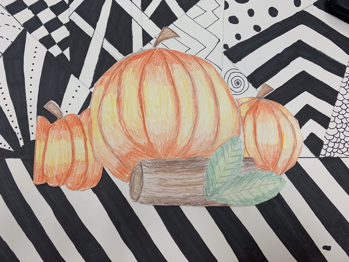 5th grade students explored a variety of Elements of Art and Principles of Design creating these contesting still life artworks