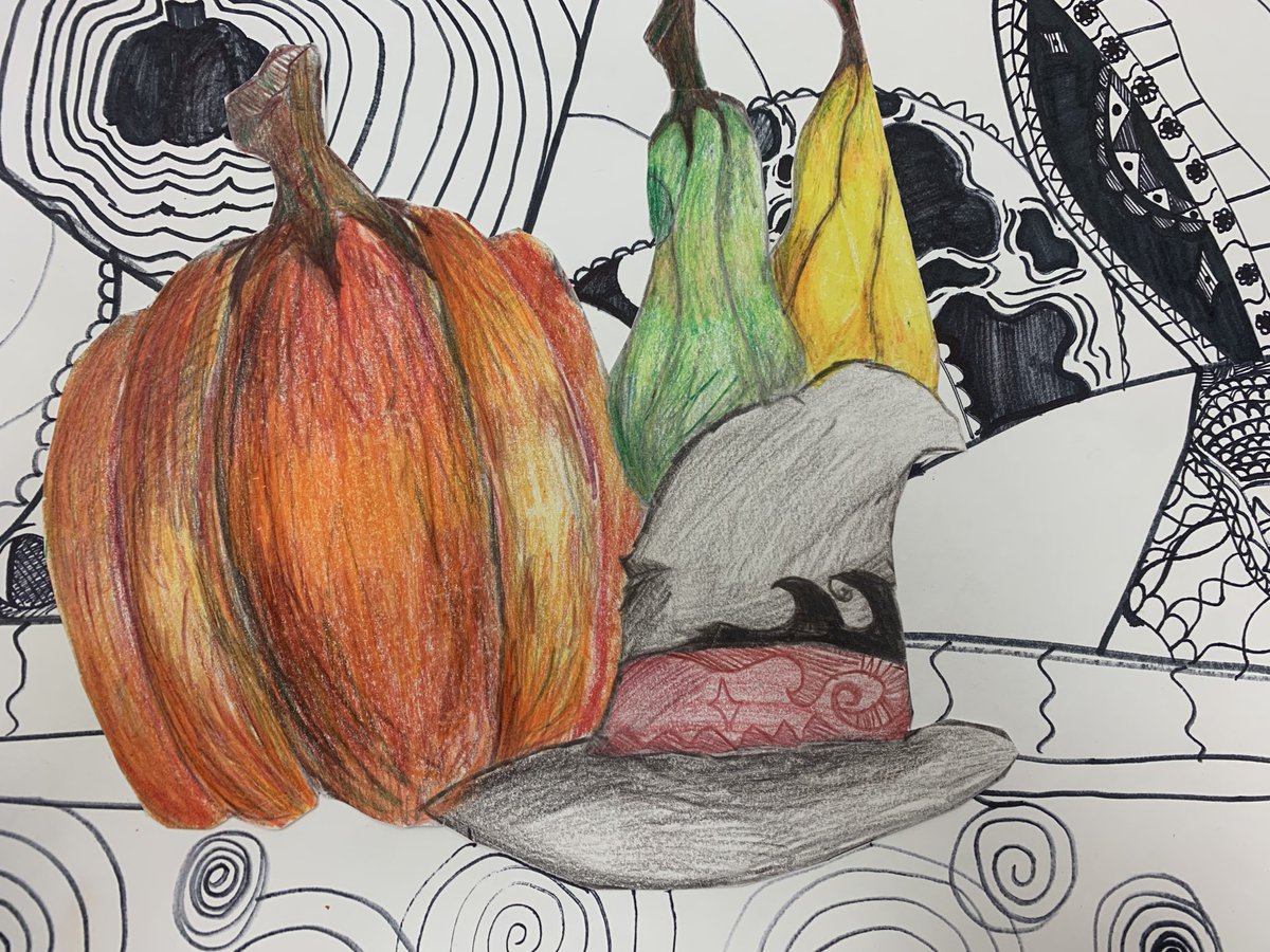 LCoats0725's tweet photo. 5th grade students explored a variety of Elements of Art and Principles of Design creating these contesting still life artworks https://t.co/WiHZ27O2Xh
