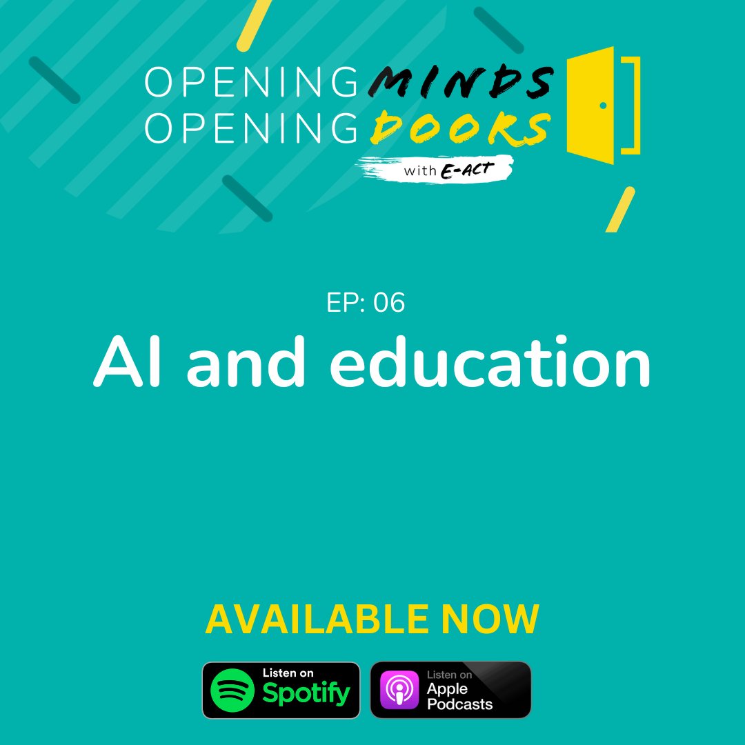 ‼️Episode 6 - AI and education - OUT NOW‼️   

📻LISTEN: openingmindsopeningdoors.co.uk or search on your favourite podcast platform.  

📺WATCH: bit.ly/40o4ULd

#OpeningMindsOpeningDoorsPod #WeAreEACT #technology #education