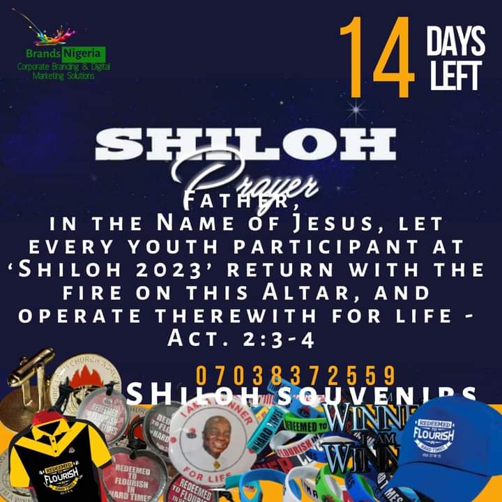 ChurchDigest's tweet image. We are 14days to #Shiloh2023
As we prepare, take 5 minutes to pray this:

Father, in the Name of Jesus, let every youth participant at ‘Shiloh 2023’ return with the fire on this Altar, and operate therewith for life -Act. 2:3-4

#winnerschapel #trending #Amen #RedeemedToFlourish