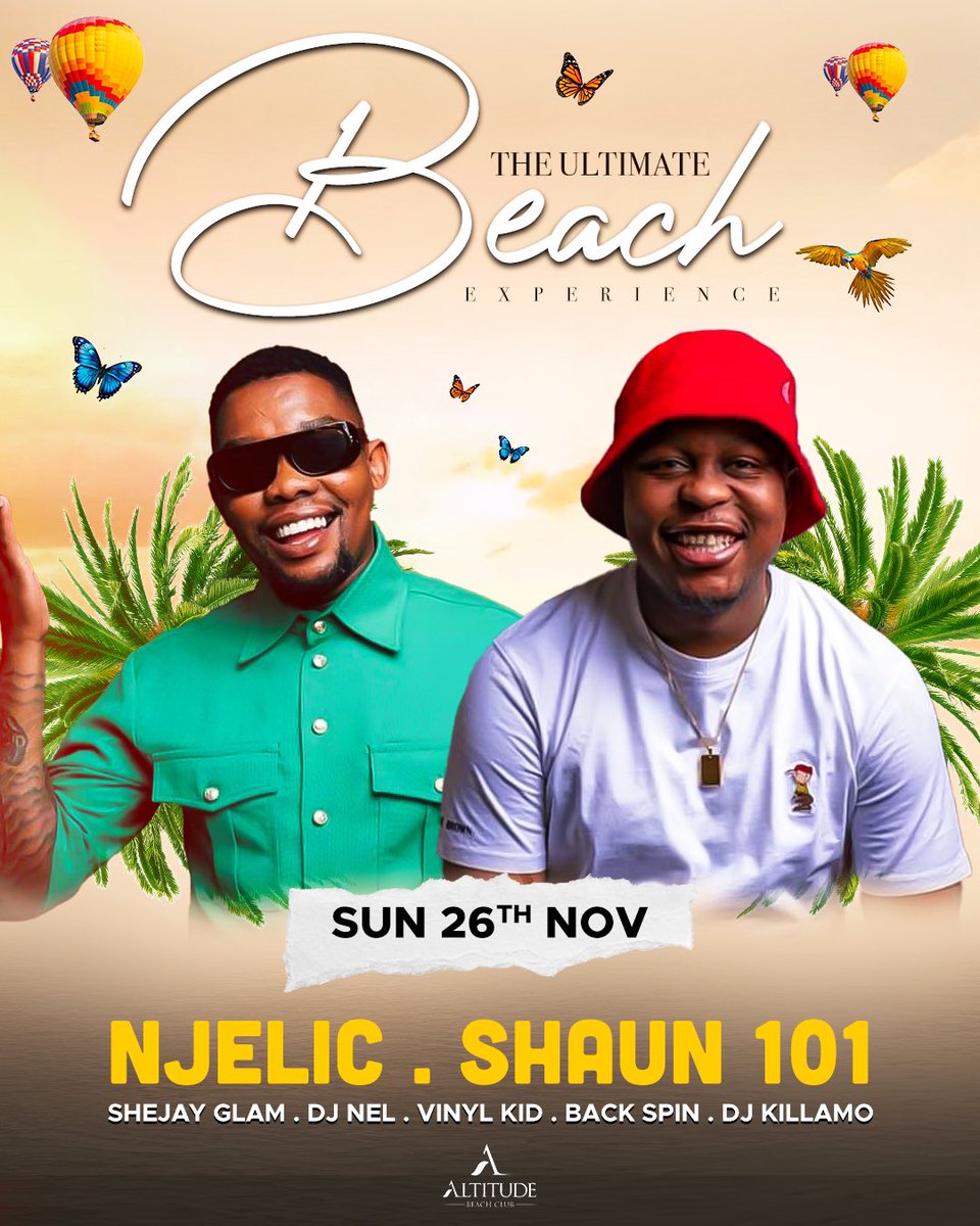 AltitudeBeach's tweet photo. Join us this Sunday for #UltimateBeachExperience 🥂 ~ @njelic_sa , @shaun101_dj + more! Make sure to book your tables at https://t.co/1vLH2rAiID 📌 #DayTimeDreaming https://t.co/eG8DyJ38iN