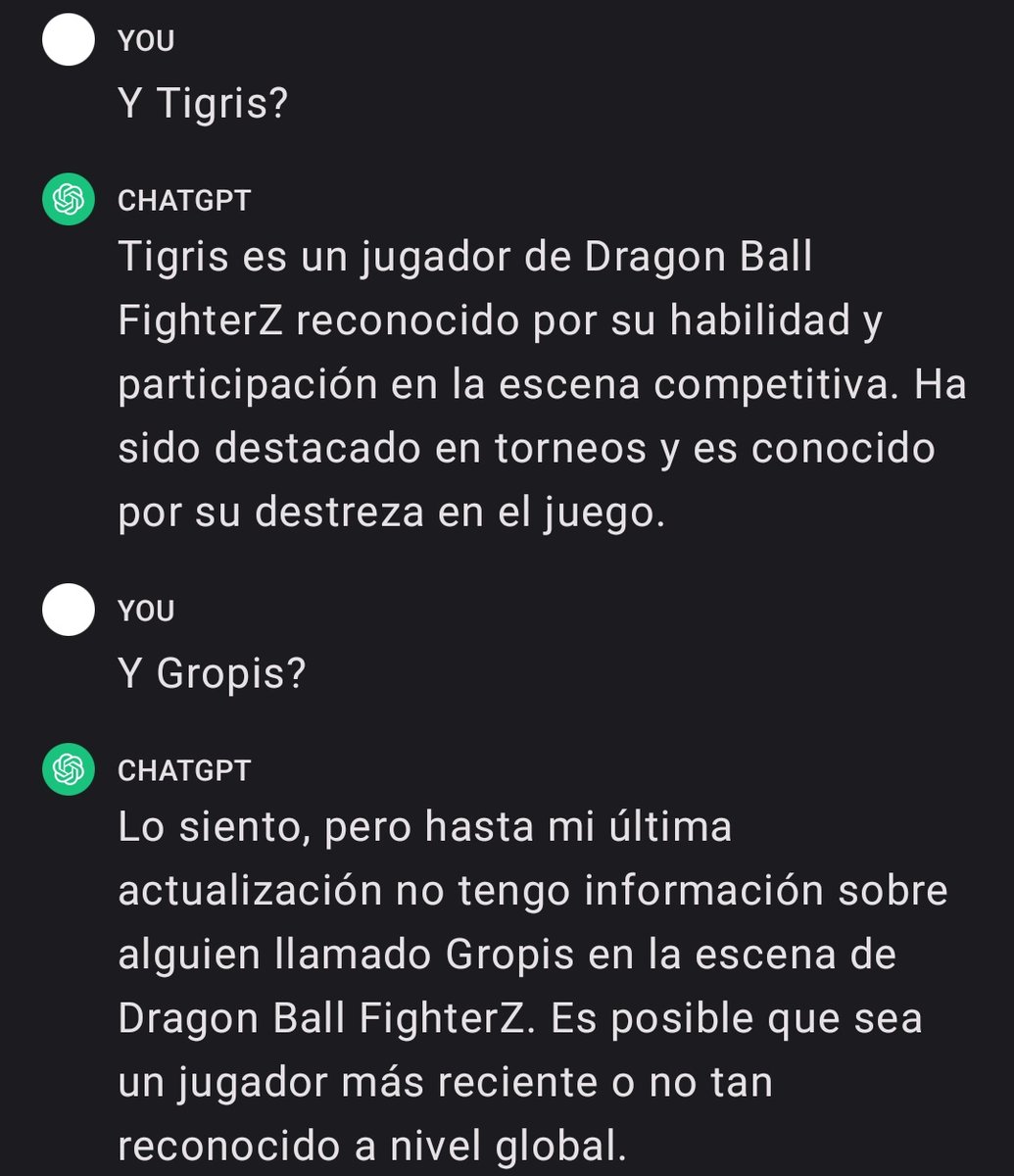 JoseAntonioMrq's tweet photo. Chatgpt conoce al @jotatigris perono al @dani_gras XDDDD https://t.co/WTtpXEmwZC