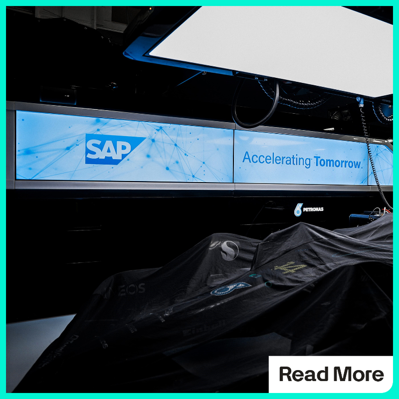 MercedesAMGF1's tweet photo. We are delighted to announce SAP as an Official Partner of the Team. 🤝 

We're joining forces with @SAP to drive efficiency both on and off the racetrack.