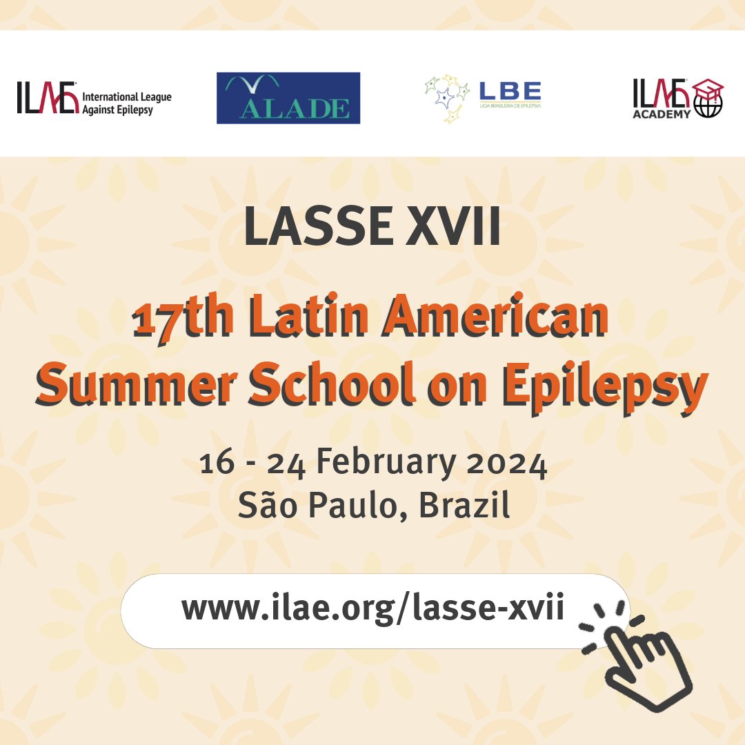 IlaeWeb's tweet photo. Applications are open for LASSE XVII! The 17th Latin American Summer School on Epilepsy will be held on 16-24 February 2024 in São Paulo, Brazil. The focus will be on "Emergencies in #epilepsy throughout life." https://t.co/yiME8ZcOu9 Deadline: 30 November
@LBEpilepsia #epilepsia https://t.co/TUZyWHQyY3