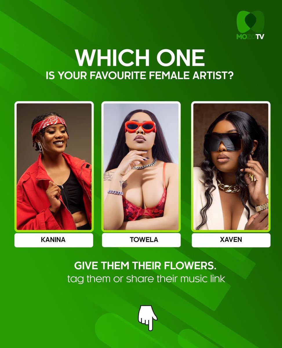 MozoTVAfrica's tweet photo. #Lets_Interact π
Let's appreciate these beautiful singersπ
Share your favourite Artist and Song below ππΎ
Tune In Now! TopStar Channel 108 and 544 on DTH (Dish)π
Also, install the Startimes APP via the link below ππΎ:
https://t.co/cOHa8TJUfy...
#ARefreshingExperience https://t.co/ClOktXI9yy