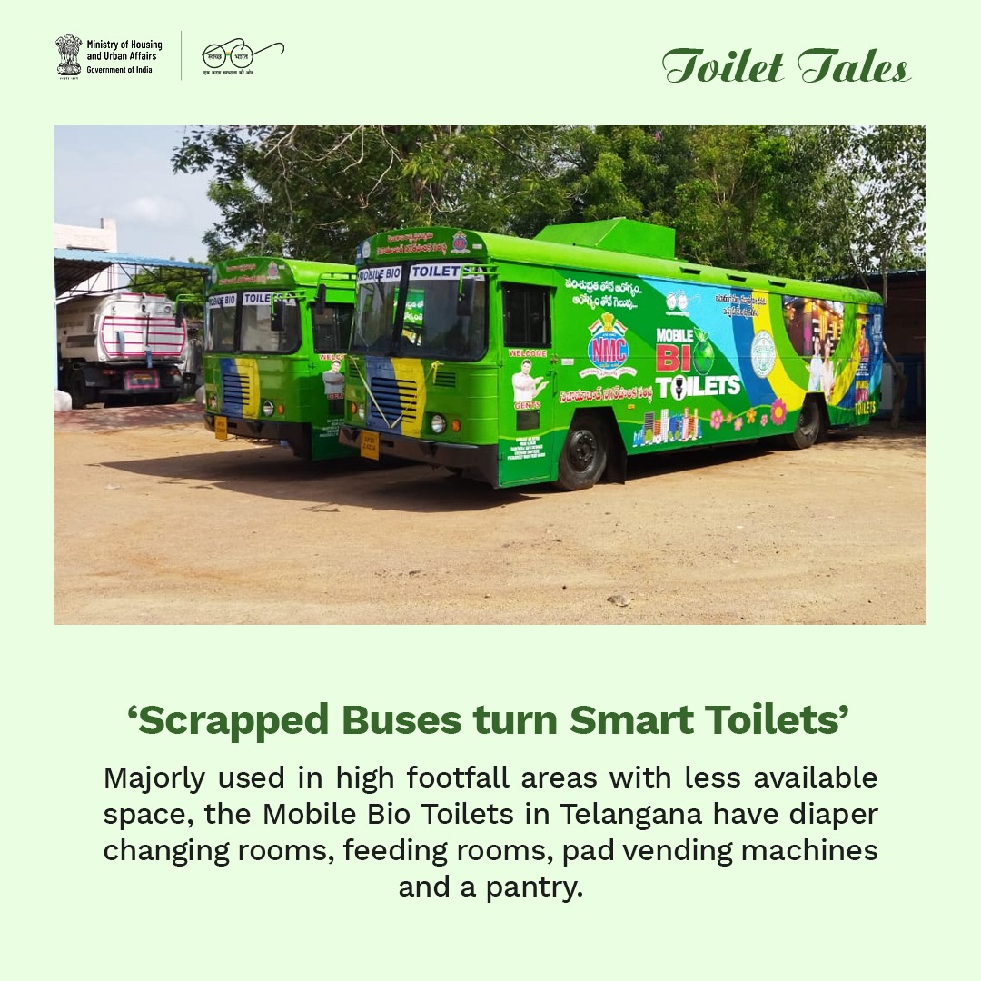 Transforming scrapped buses into clean and smart toilets in Telangana. Experience a new level of hygiene and convenience on the move. #ToiletTales #Swachhbharat #HygieneRevolution