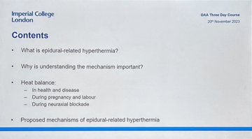 This week @C_Mullington presented 'Epidural-related hyperthermia: a hot topic! at the Three Day Course in Obstetric Anaesthesia 2023! #OBAnes #3dc23 #OAA3DC2023