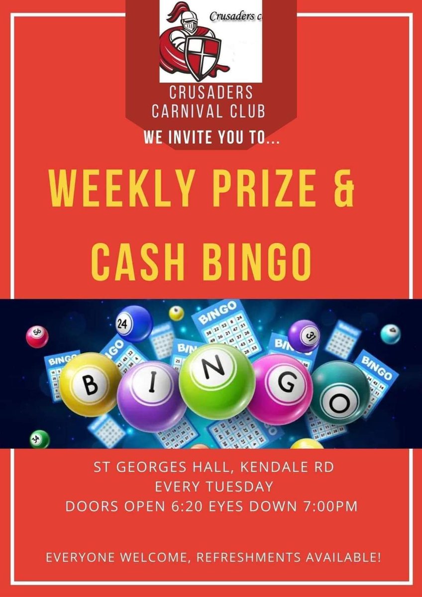 Don’t forget we have our weekly prize and cash bingo this evening! 🤩