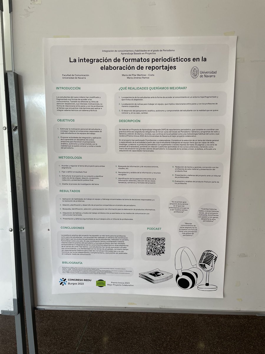 AnaSalasMrr's tweet image. Aprovecho también para contarles que en el congreso me encontré con otros proyectos de la @unav que, al igual que Cuidado y Sociedad, el año pasado recibieron el premio INNOVA a la innovación docente.