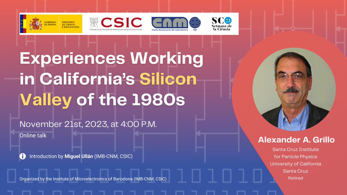 imb_cnm's tweet photo. Join us today to talk through everything and get to know more about how this technological development is also the history of science and the semiconductors development!
📌Organized within the #SC23CAT
📆TODAY⏰At 4 pm!
🔴https://t.co/MzDUF9Usbd https://t.co/sDDmYeUgGm
