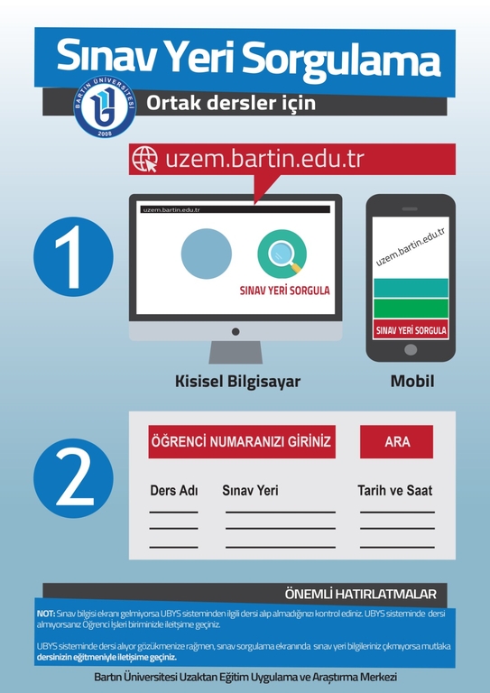 Sınav yerlerinizi öğrenci numaranız ile sınav yeri sorgulamadan öğrenebilirsiniz. Başarılar dileriz 📒📝 verimerkezi.bartin.edu.tr/u/uzemsinavyeri #bartınuzem #uzem #bartınüniversitesi #uzaktaneğitim