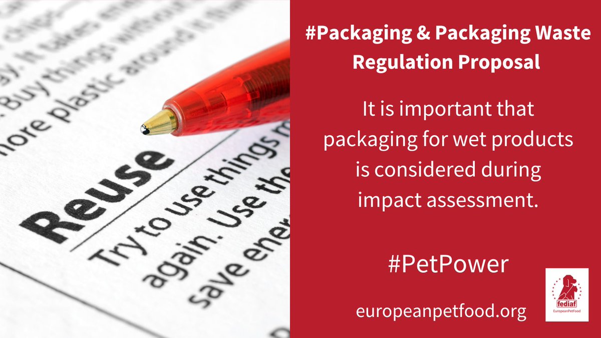 FEDIAF_PetFood's tweet image. The #PPWR proposal continues to be debated. We are keen to flag the needs of the pet food industry.  Wet products can dry out very quickly. Without suitable packaging, we forsee potential hygiene risks.  Red more: bit.ly/47MnSxz
#PetFoodPackaging